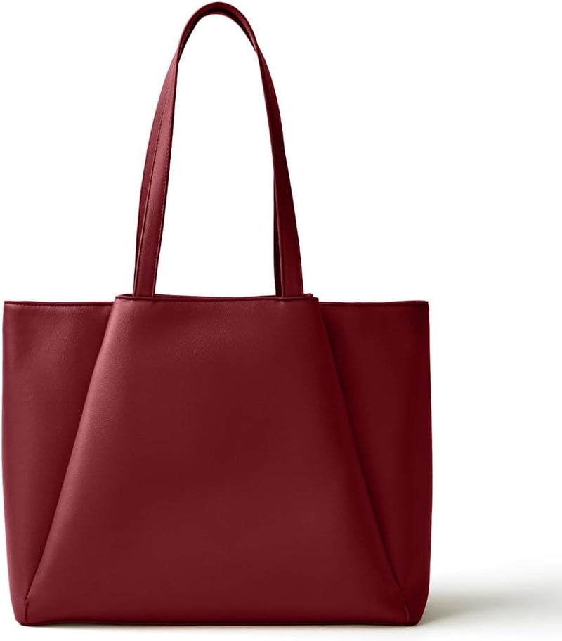 Apryl Work Tote Bags for Women 15.6 Inch - Laptop Tote Bag with Zip Compartments - Large PU Leather Office Purse Computer Briefcase - Image 1